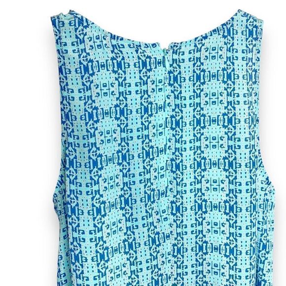 Ellie Kai Jasmine Top Blue Silk Geometric Print Sleeveless Blouse Women’s Size 0 - Picture 4 of 9